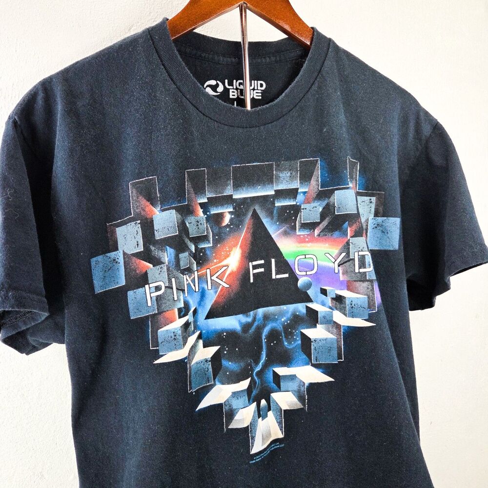Liquid Blue Pink Floyd Space Window Dark Side Graphic Shirt Sz L
